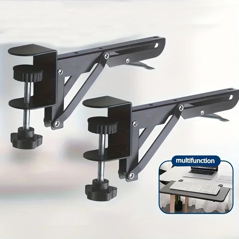 2PCS L-shaped Foldable Desktop Bracket Heavy-duty Punch-free Space-saving Desktop Extension Plate Rack Hardware Accessories Oasis Select