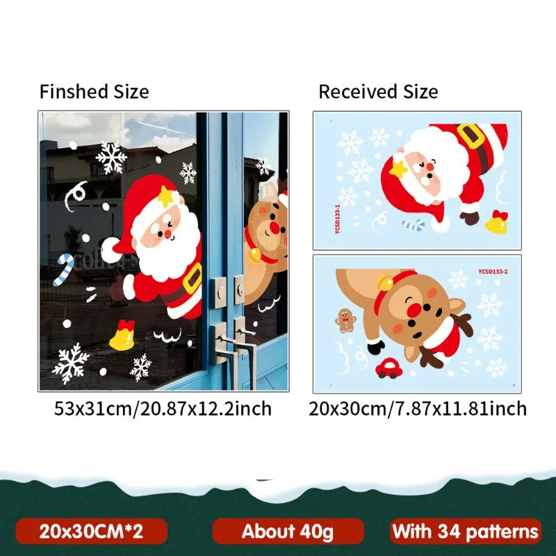Christmas Static Stickers Door Layout Decorative Painting Window Display Flower Stickers Festive Atmosphere Decoration Oasis Select