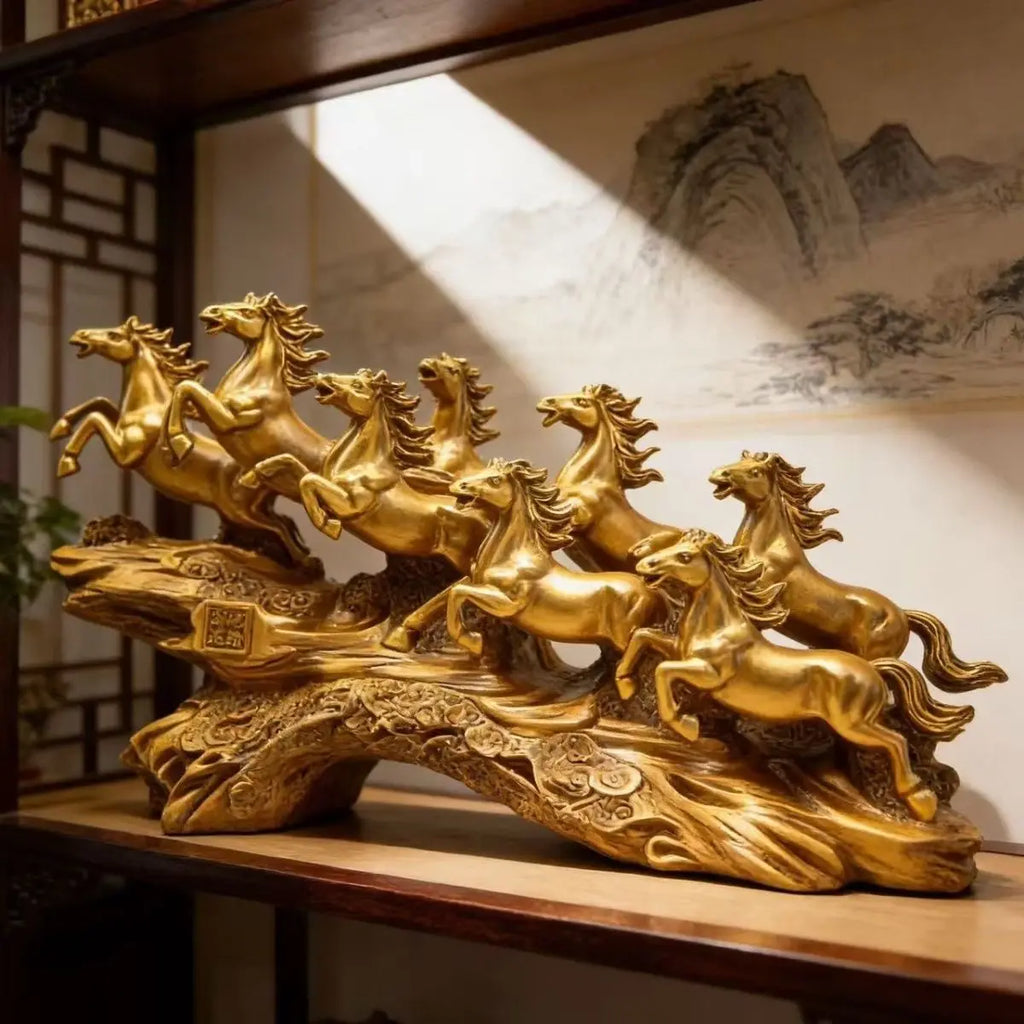 New Year Horse Resin Ornament 8 Horse Take in Money Desktop Decoration Handicrafts Lucky Living Room Home Decoration Oasis Select