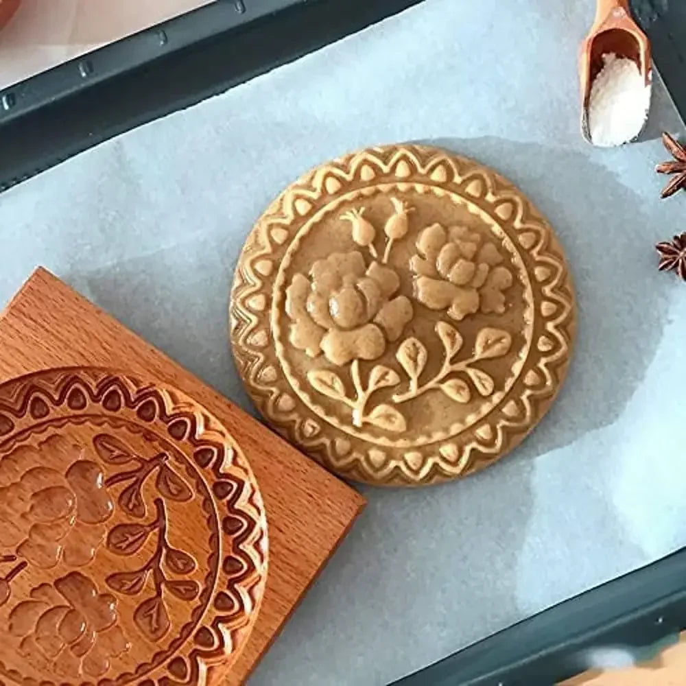 DIY Wooden Shortbread Mold Raspberry Heart Carved Gingerbread Cookie Mold Kitchen Cutter Molds For Valentine's Day Easter Party Oasis Select