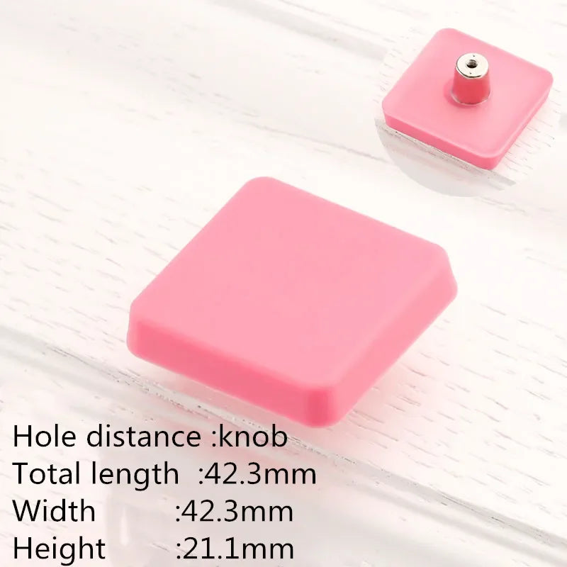 Children Room Rubber Cabinet Knobs and Handles Wardrobe Door Drawer Pulls Cute Star White Cloud Furniture Handle Oasis Select square Pink