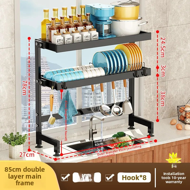 Kitchen Sink Shelf Multifunctional Dish Rack Drain Rack Countertop Dish Rack Storage Rack Sink Storage Oasis Select 85cm 2C