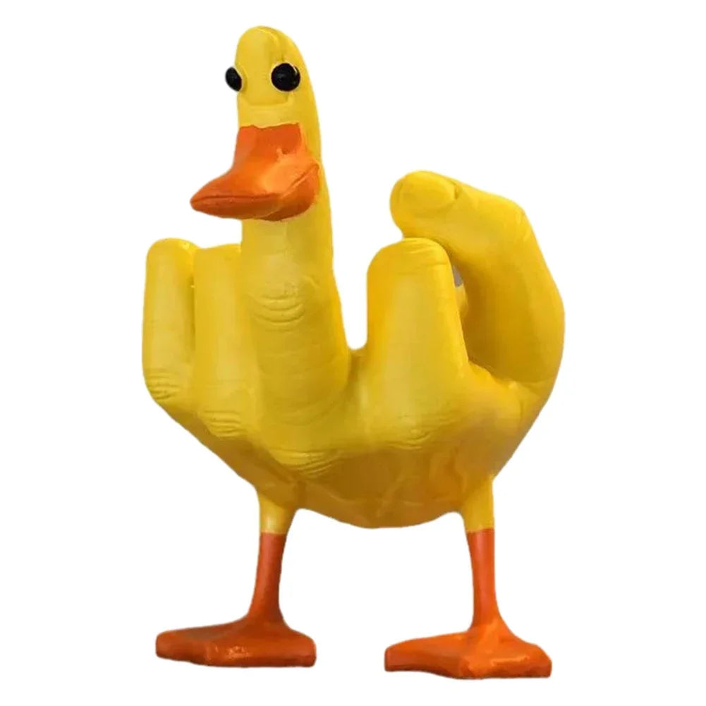 Middle Finger Cute Duck Figurine Funny Small Duck Sculpture Resin Craft for Home Garden Desk Decoration Oasis Select YELLOW