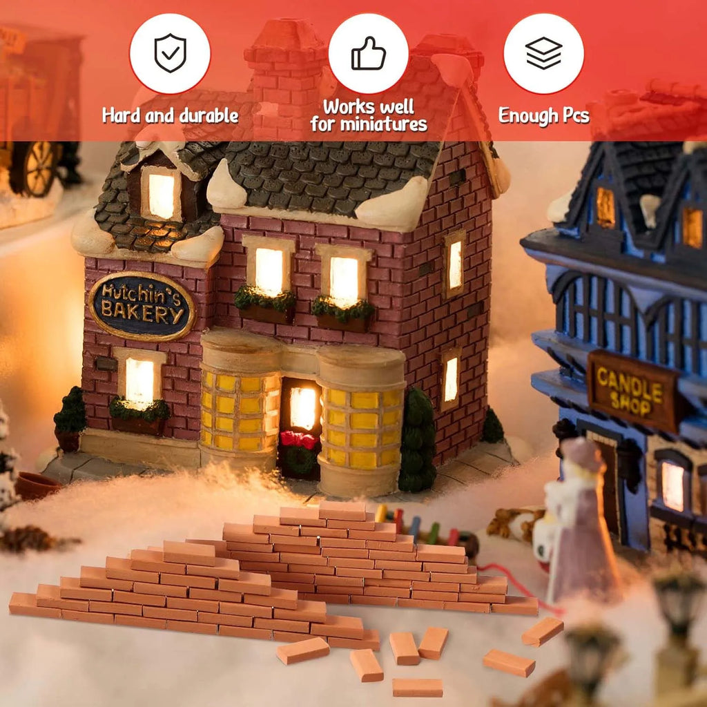 1:35 120pcs MiNi Miniature Gray Orange Bricks-Tiny, Realistic, Weathered Building Blocks for Dollhouses, Gardens, and DIY Models Oasis Select