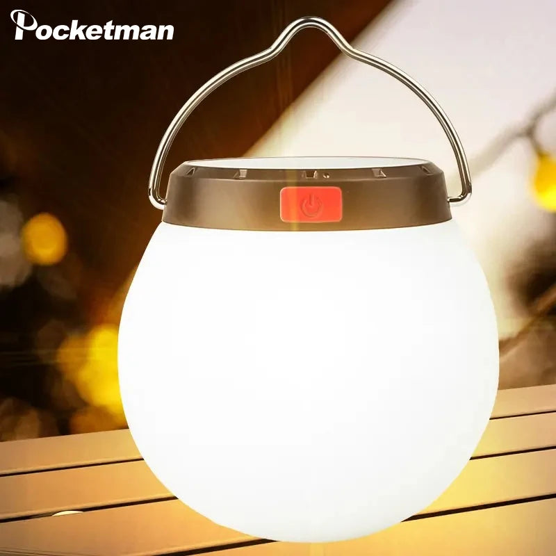 Portable LED Camping Light Warm Yellow Light Outdoor Hanging Lights 3 Modes USB Rechargeable Tent Lamp Solar Camping Lantern Oasis Select