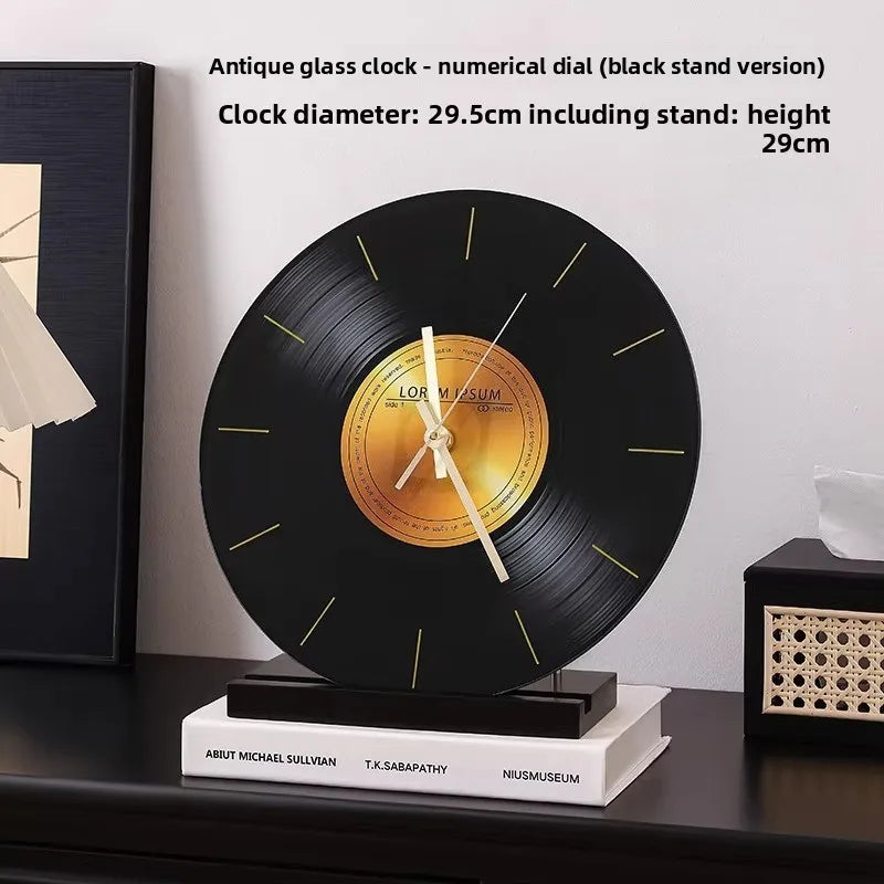 Mid Ancient Retro Vinyl Record Desktop Clock Decoration Living Room
