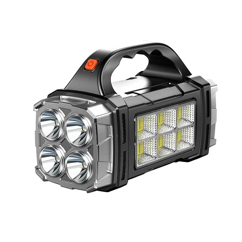 Rechargeable Portable Hand Lamp 8/4 LED Powerful Flashlight Outdoor Camping Solar Charging Light USB Torch With COB Work Lantern Oasis Select HB6678 4LED