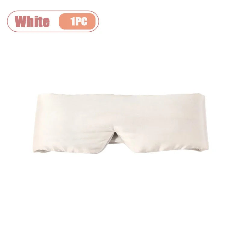 1-10PCS Silk Feel Sleep Mask Embroidered Floral Light Blocking Eye Cover for Women Men Travel Midday Nap Home Weighted Oasis Select White-1PC
