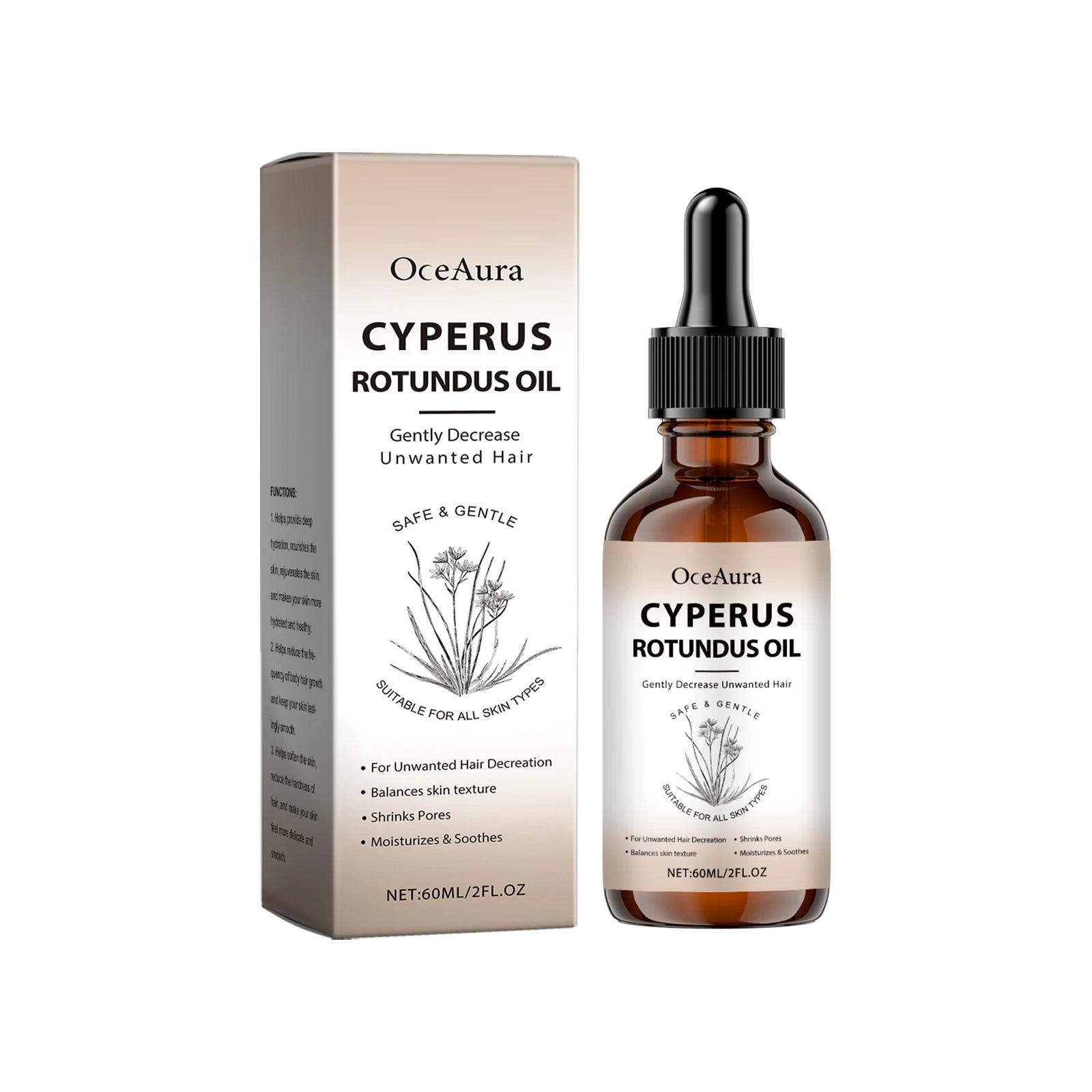 Body Hair Removal Oil for Hair Removal Essence Reduce Armpit Arms Body Hair Inhibitor Shrink Pores Smooth Skin Care Serum Oasis Select 60ml boxed
