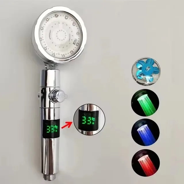 LED Anion Shower Head Rainfall SPA Temperature Control Shower Head Pressurized Water Saving 3/7 Colors Handheld Bathroom Shower Oasis Select 3 - Colorful E-SD