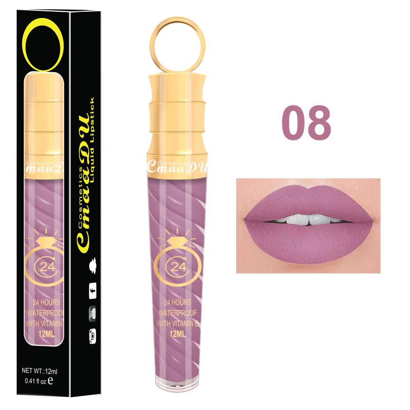 1 Pcs Matte Lip Gloss Waterproof Selection Spiral Glossy Lipstick Long-lasting Non-stick Cup Non-fading Exquisite Gift Oasis Select 08