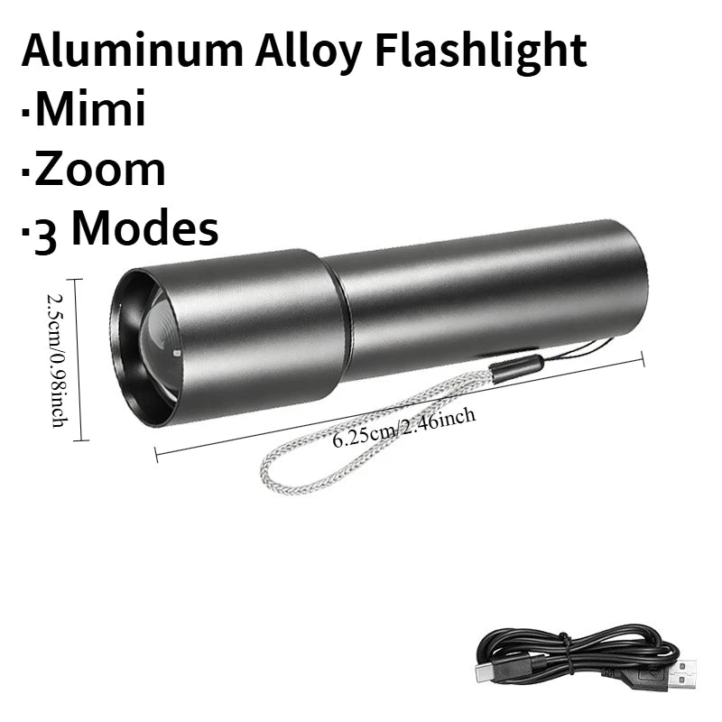 Tactical LED Flashlight 2000LM Zoomable USB Rechargeable Torch