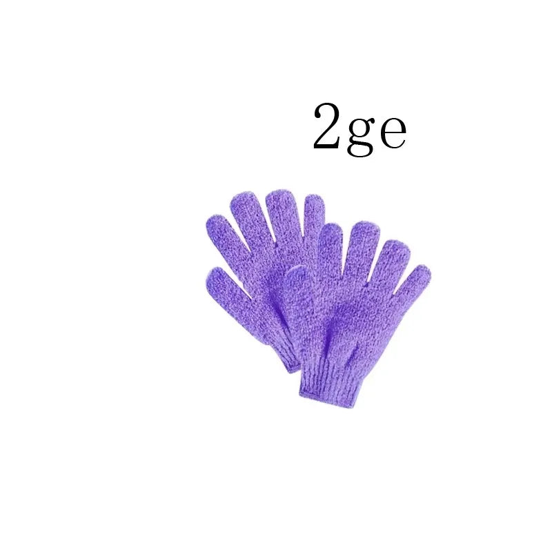 1/2/3pairs Five Fingers Bath Gloves Peeling Exfoliating Household Shower Towel Scrub Body Wash Elastic Wipe Body Cleaning Tools Oasis Select 1pairs purple