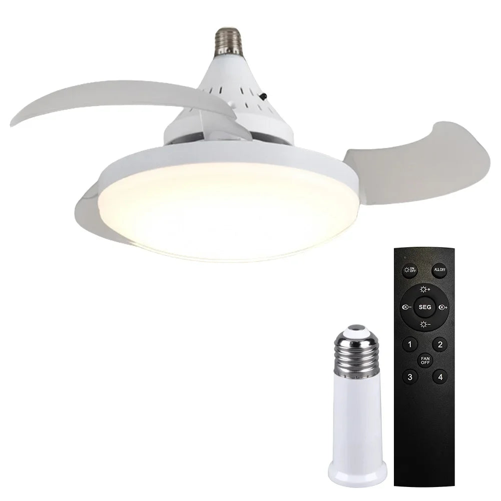 Portable Hanging Fan with LED Light 3 Gears Invisible Leaf Fan Electric Silent Ceiling Fan for Dining Room Bedroom Living Room Oasis Select B United States