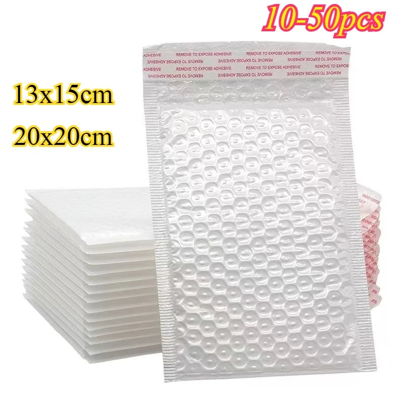 50/10Pcs Plastic Bubble Envelopes Bag Waterproof Foam Adhesive Self Seal Packing Bag Mailers Shipping Envelope Storage Organizer Oasis Select
