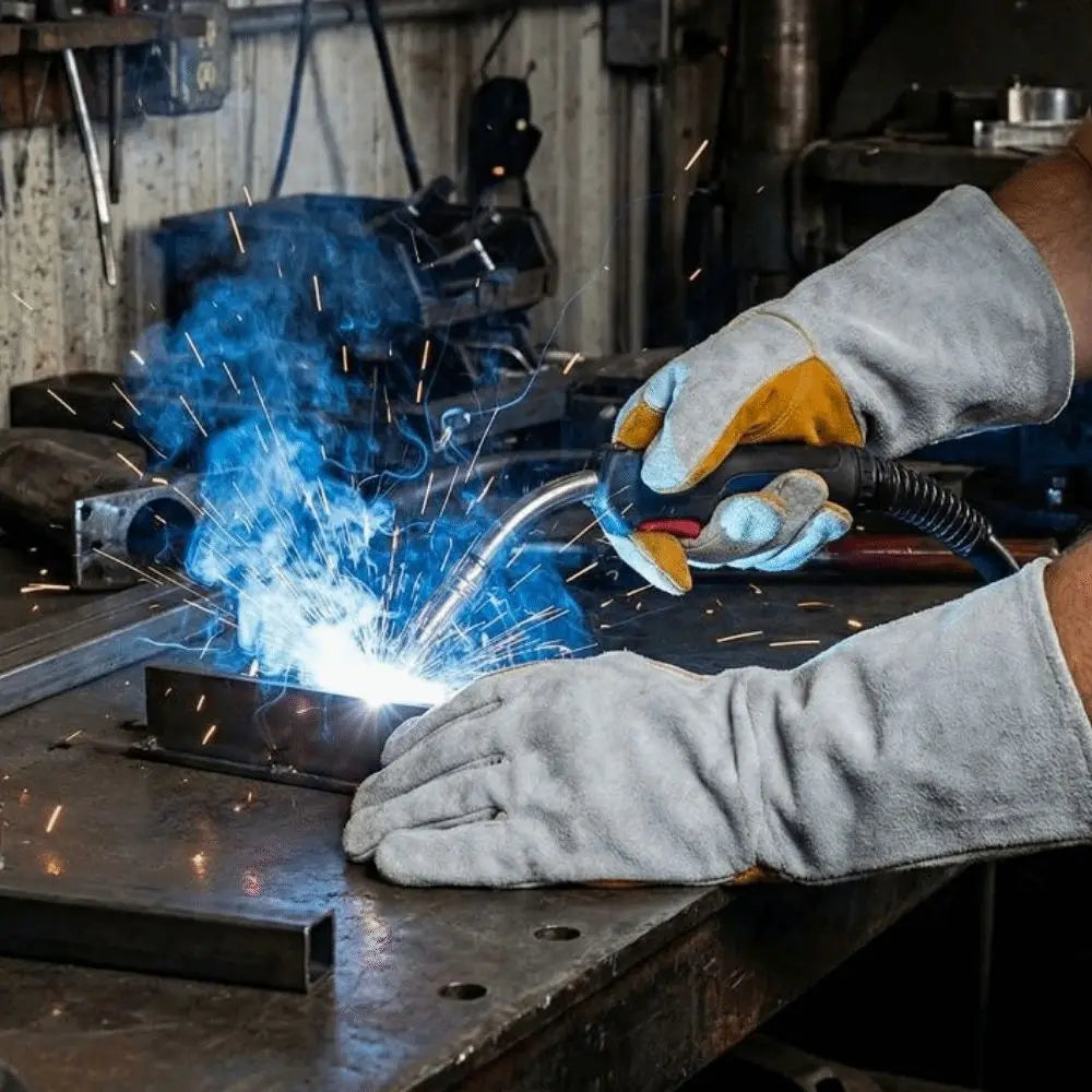 Soft Leather Heat Resistant Gloves Durable Thick Heat Insulation Welding Gloves Long Sleeve Cowhide Leather Gloves Oasis Select