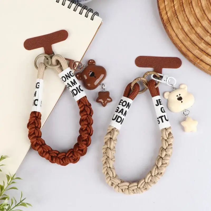 Y2K Cute Cartoon Bear Head Star Phone Strap Ins Style Versatile Mobile Phone Chain Anti Lost Wristband Keychain Gifts Oasis Select