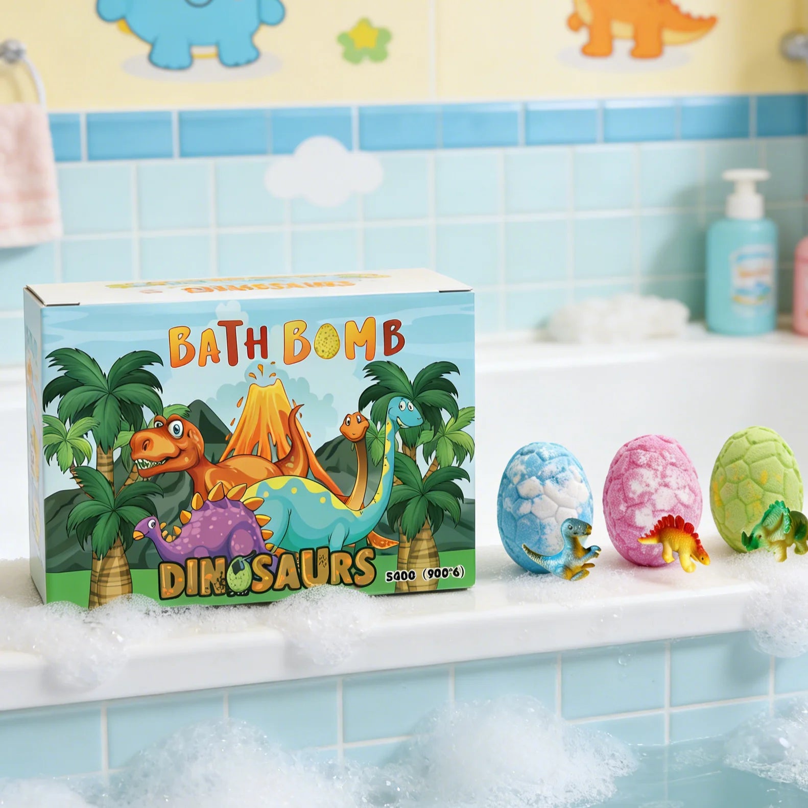 Dinosaur Egg Bath Bombs with Surprise Toys – 6-Pack Kids Gift Kids Bath Bomb Set Oasis Select