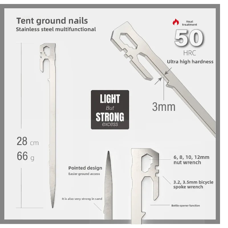 Stainless Steel Tent Stakes Heavy Duty Ground Stakes Lightweight Camping Essentials for Tent Camper Oasis Select