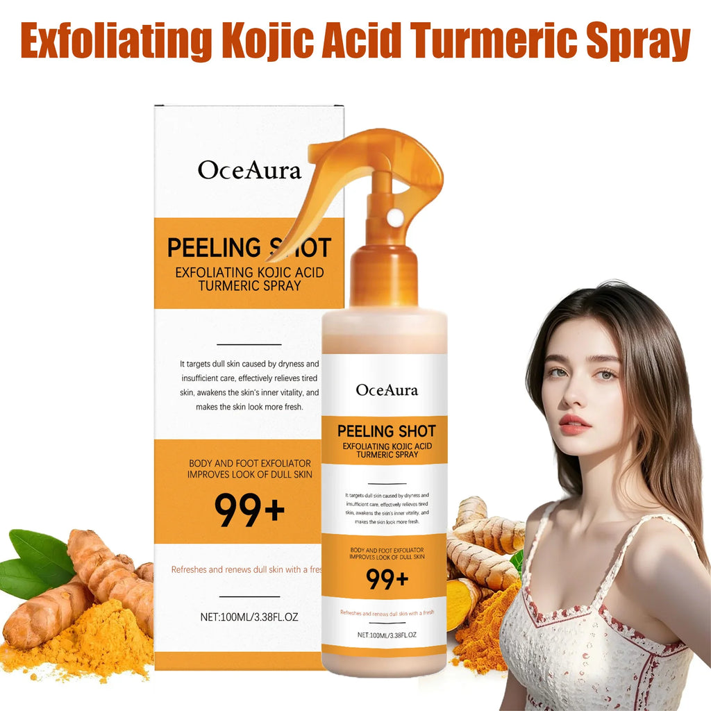 Body Keratin Care Kojic Acid Turmeric Spray Gently Exfoliating Peeling Solution Brightening Hydrating Skin Care All Skin Types Oasis Select