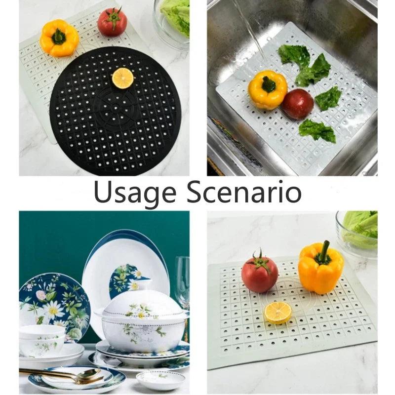 1/2Pcs Soft Rubber Sink Mat Anti Slip Home Heat Insulation Drying Protector Cover Quick Drain Pad Kitchen Accessories Sink Pad Oasis Select