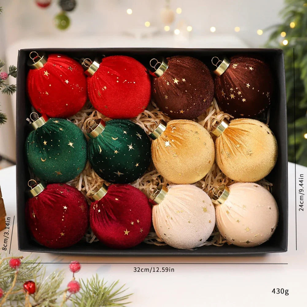 Christmas Ornaments Curly Balls Velvet Decorations 12 Pcs Set For Christmas Tree DIY Christmas Tree Decoration Decorated Ball Oasis Select