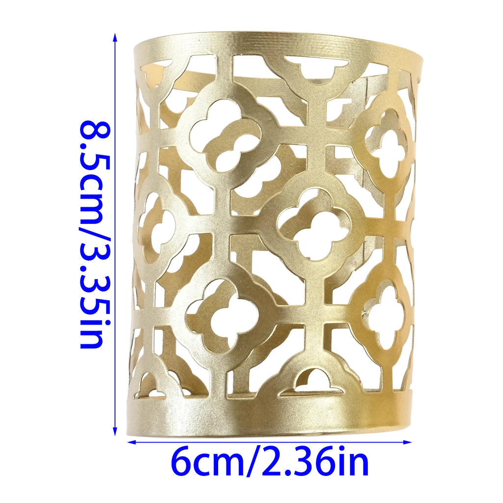 Fits for Decorating Candlelight Dinners or Weddings Create Romantic Atmosphere 1Pc Golden Geometric Hollow Iron Candle Holder Oasis Select Type A