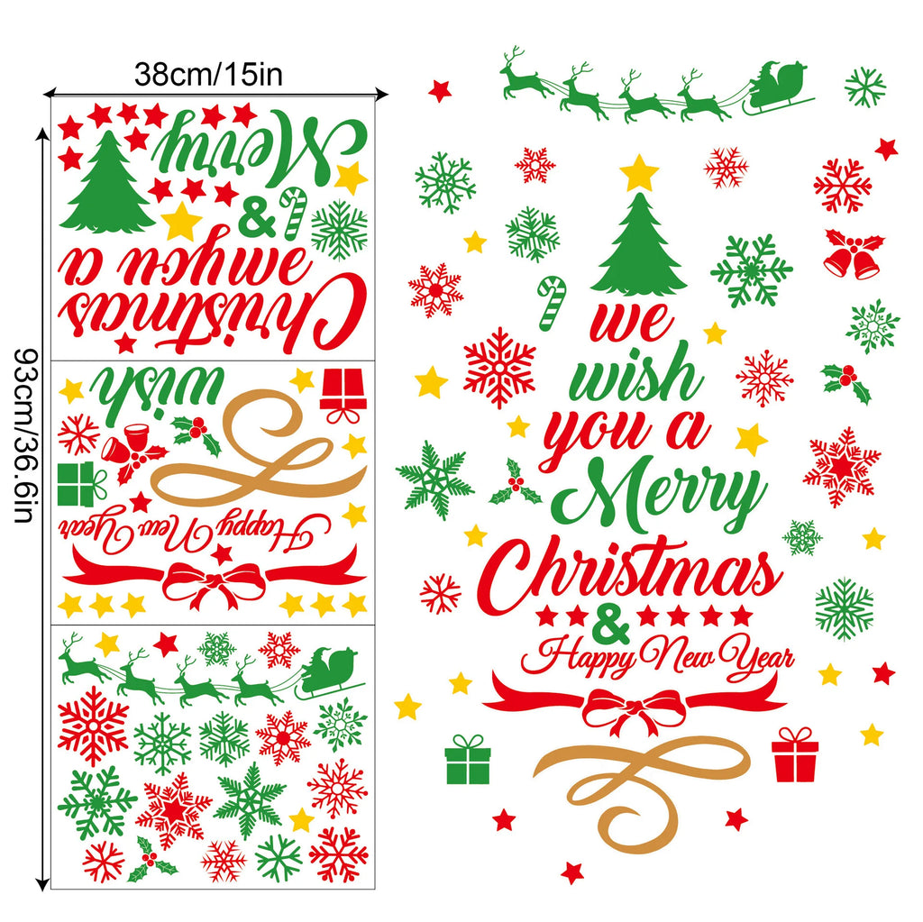 Christmas Wall Stickers Xmas Tree Candy Snowflake Pattern Self-adhesive PVC Sticker New Year Party Wall Window Decoration Decals Oasis Select B