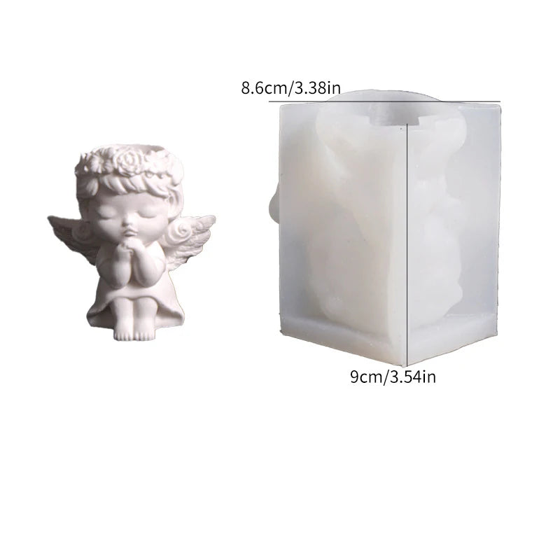Prayer Angel Girl Flower Pot Mold Cheek-Resting Wreath Angel Prayer Flower Fairy Candlestick Plaster Silicone Mold Oasis Select A