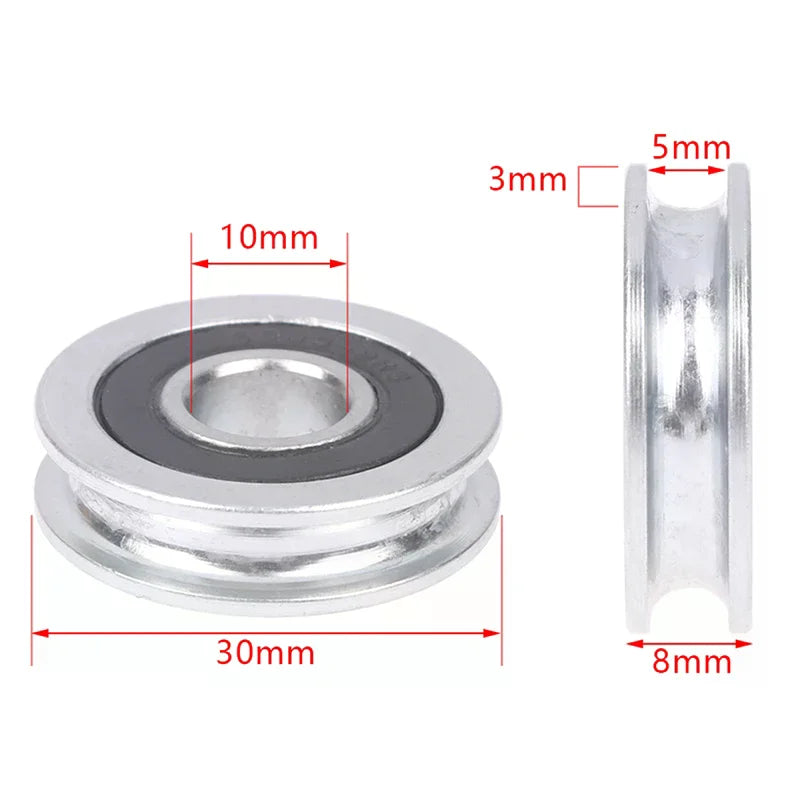 Hot Sale 10*30*8mm U-groove Bearing Pulley With Grooved Non-Standard Concave Wheel Guide Wheel For 5mm Diameter Wire Pope/Track Oasis Select