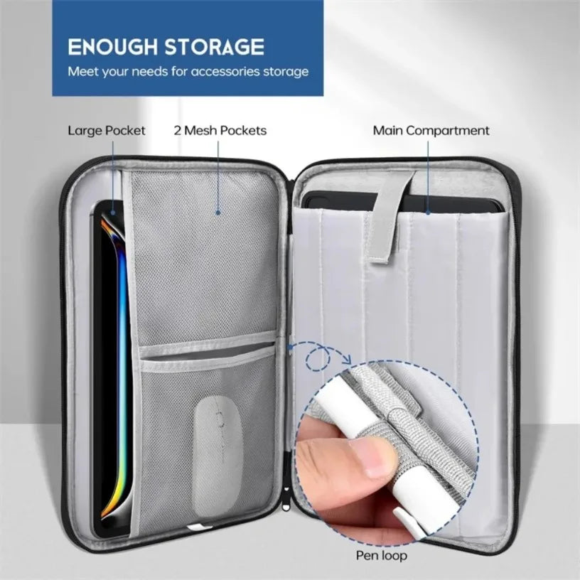 High-Capacity Waterproof Tablet Data Cable Bag Tablet Sleeve Bag For iPad Pro 12 9 11 13 inch Pouch iPad 10th 9th 8th 7th Oasis Select