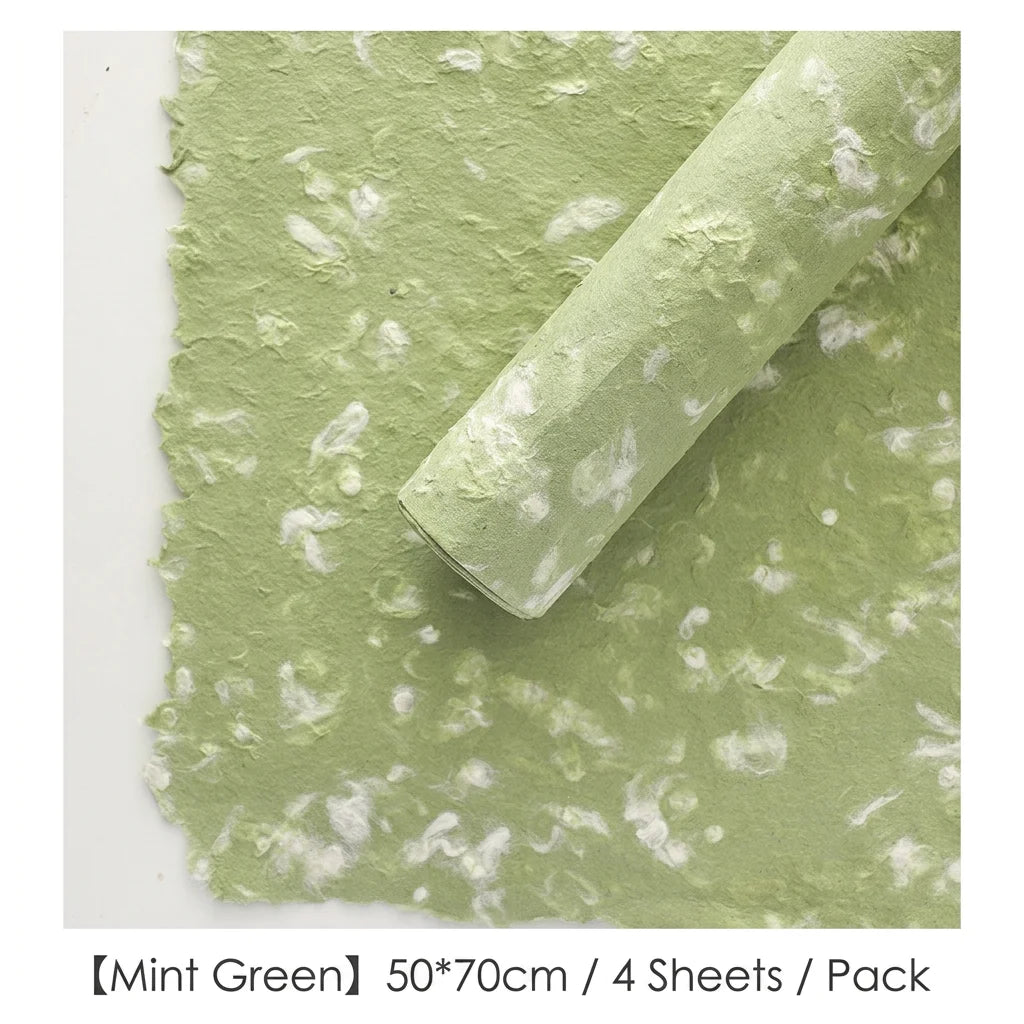 4 Pieces 50 X 70cm Mother's Day Petals Dongba Paper Handmade Retro Texture Packaging Papers Flower Bouquet DIY Packaging Oasis Select Mint Green1