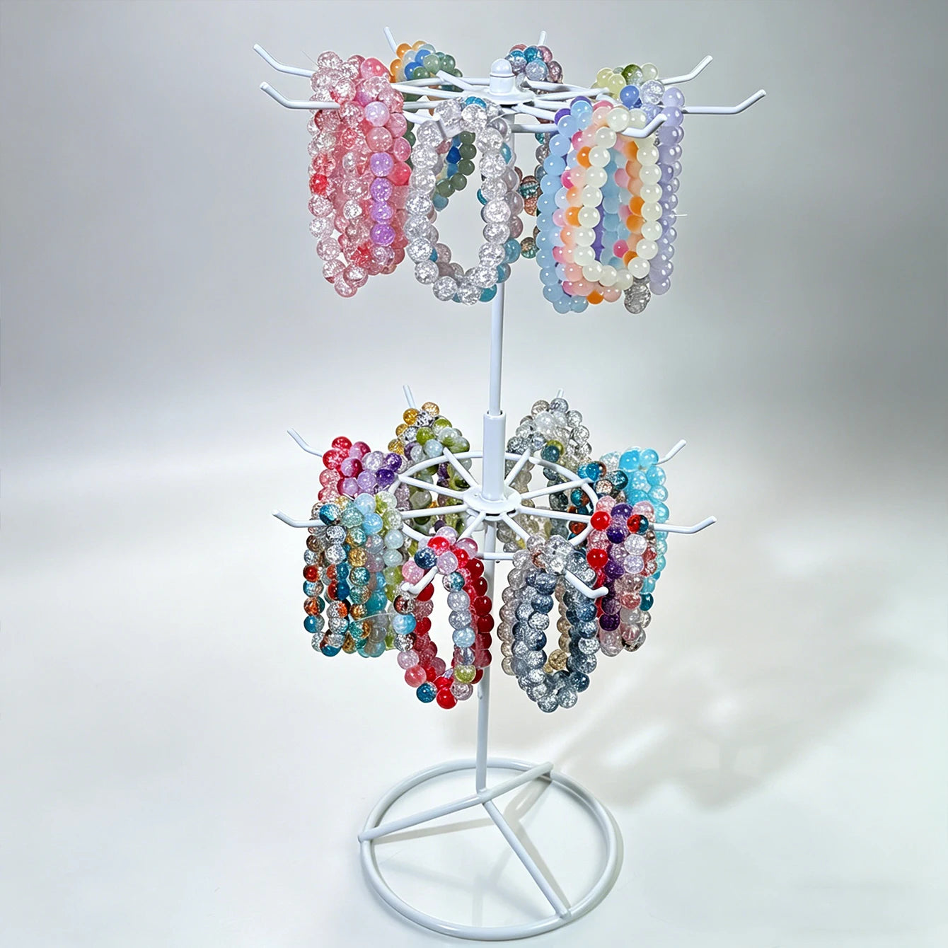 1pc Iron Art Two layer Rotating Bead Storage Desktop Bead Craft Display Stand Retail Jewelry Display Stand Oasis Select