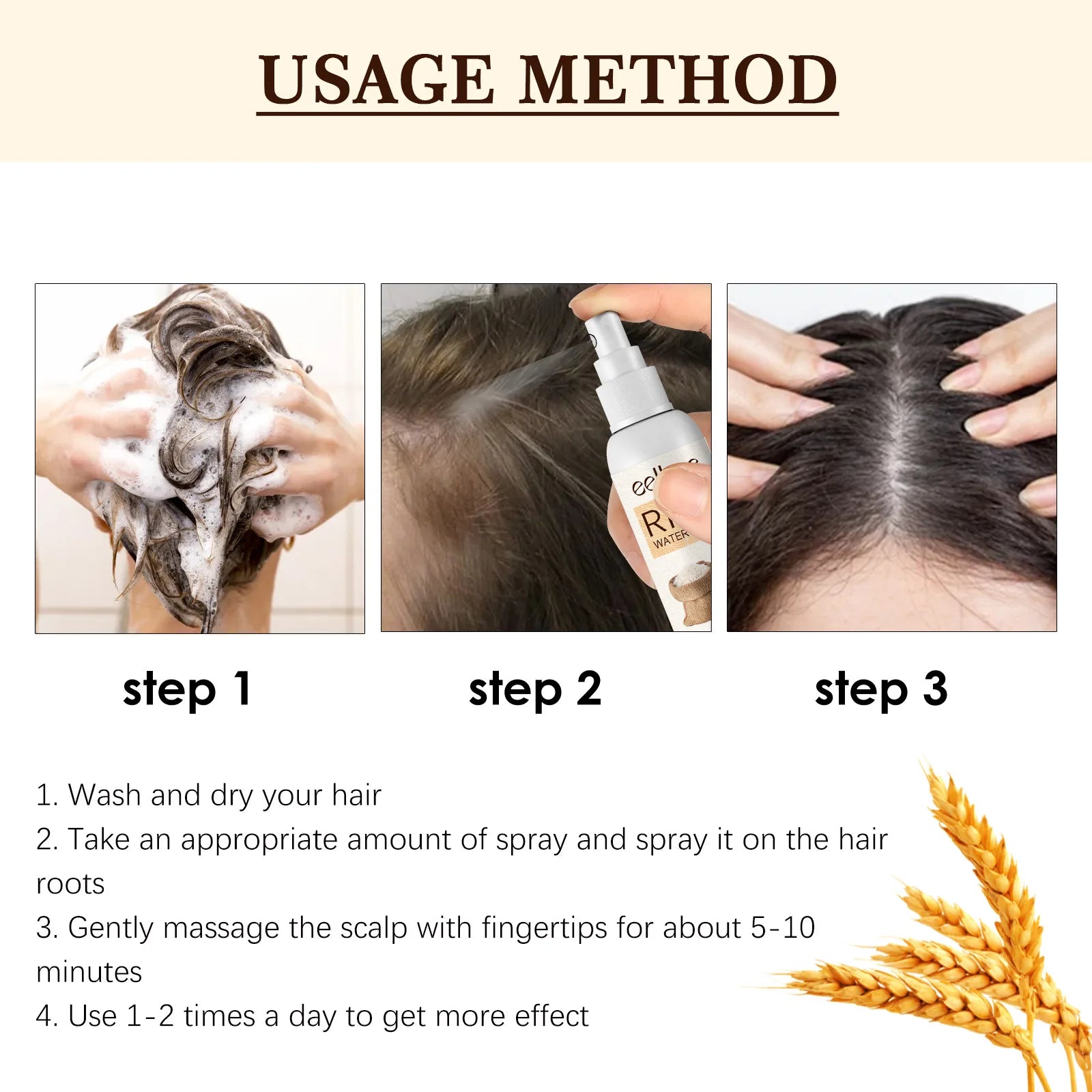 EELHOE Rice Water for Hair Growth Spray Improve Dry Damaged Hair Nourish Vitamins for Healthy Hair Regeneration Treatment Spray Oasis Select