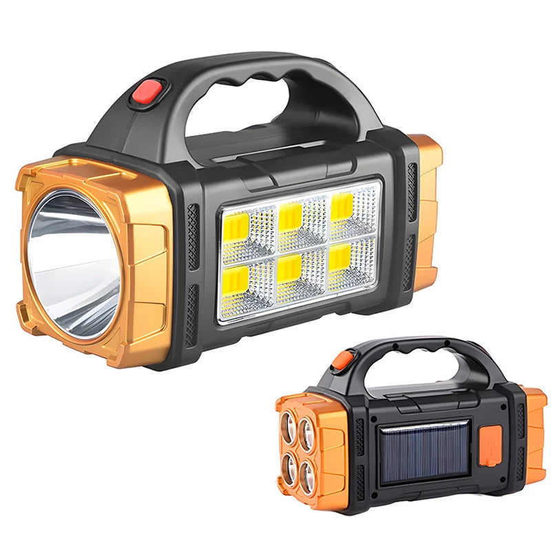 Portable Powerful USB Rechargeable Flashlight Solar LED Light with COB Work Light 4 Gear Charge Mobile Phone Camping Lamp Oasis Select S232-A