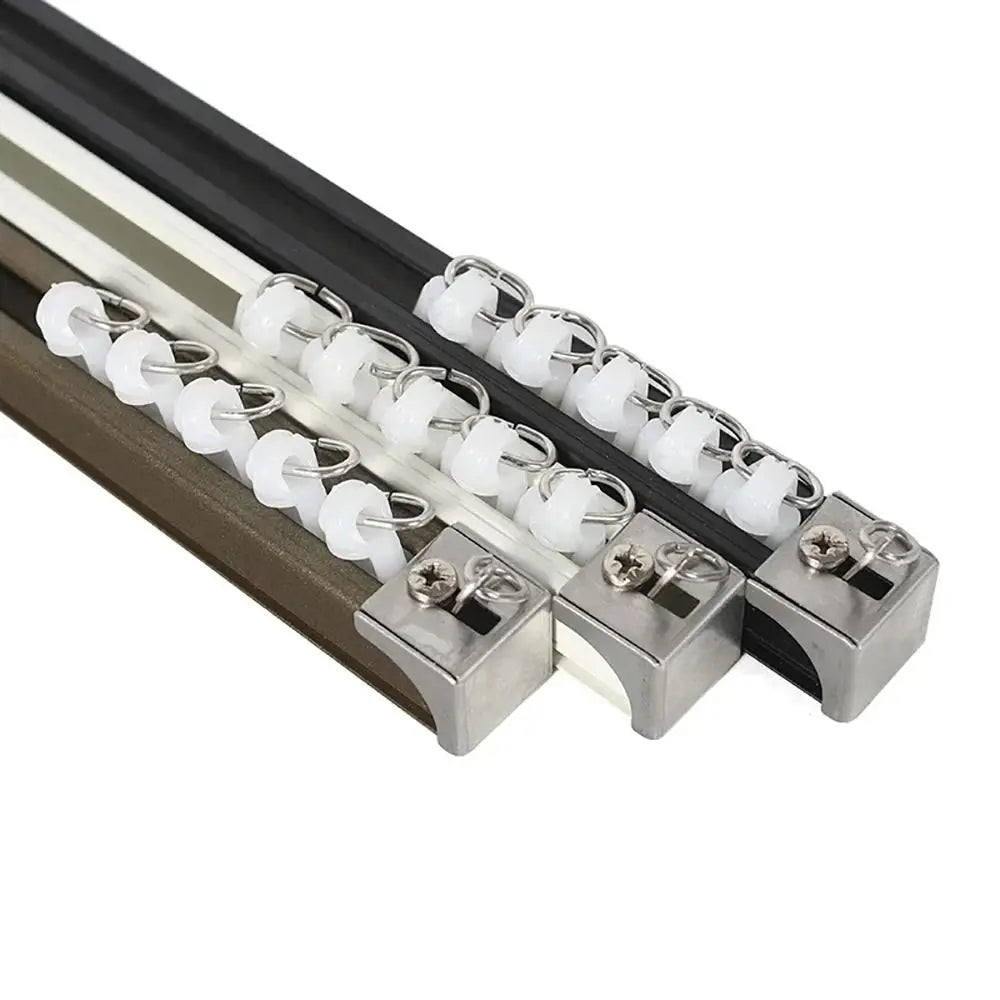 10Pcs Straight Curved Track Rollers Curtain Wheels Rail Curtains Hook Ring Slider Furniture Hardware Curtain Rod Pulley Hanging Oasis Select