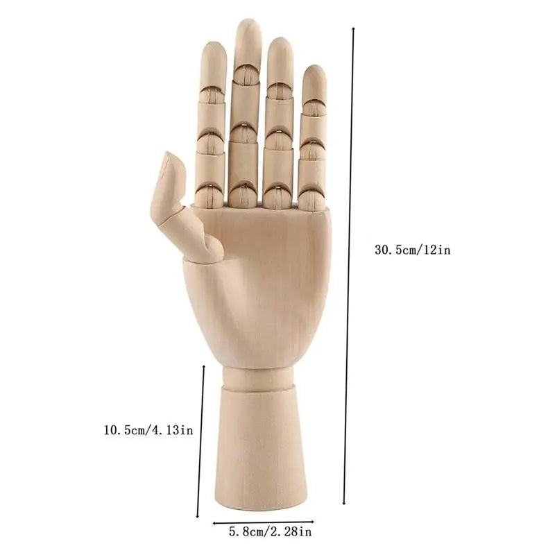 LIKE WISH Wooden Hand Model, 2 PCS, 12 Inches Left And Right Hand Art Mannequin Figure With For Hand Jewelry Display, Decoration Oasis Select
