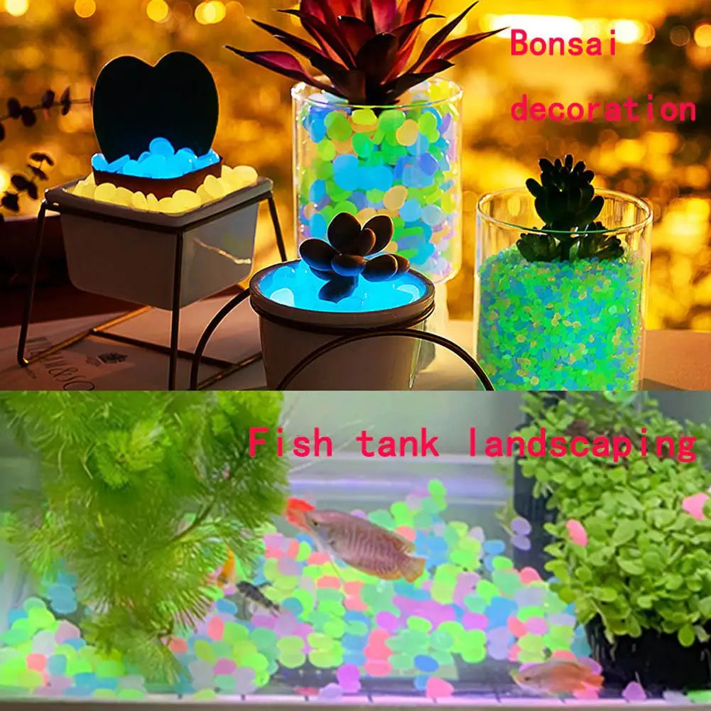 50Pcs Luminous Stones Fish Tank Aquarium Ornament Glow In The Dark Pebbles Outdoor Yard Lawn Path Walkways Decorations Oasis Select