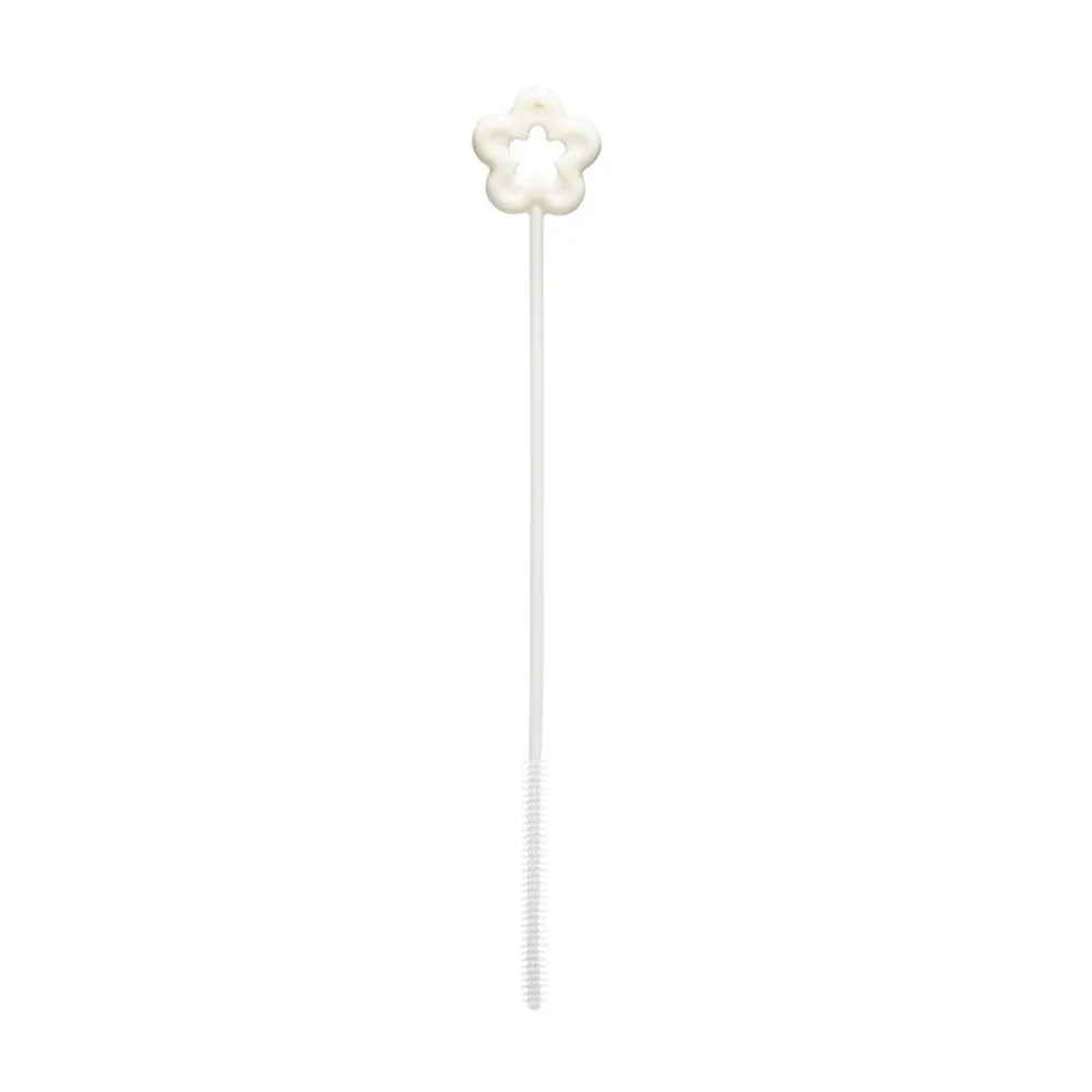 Reusable Straw Cleaning Brush Cleaning Tool Kitchen Gadgets Bottle Cups Cover Brush Long Straw Brush Flower Style Oasis Select White