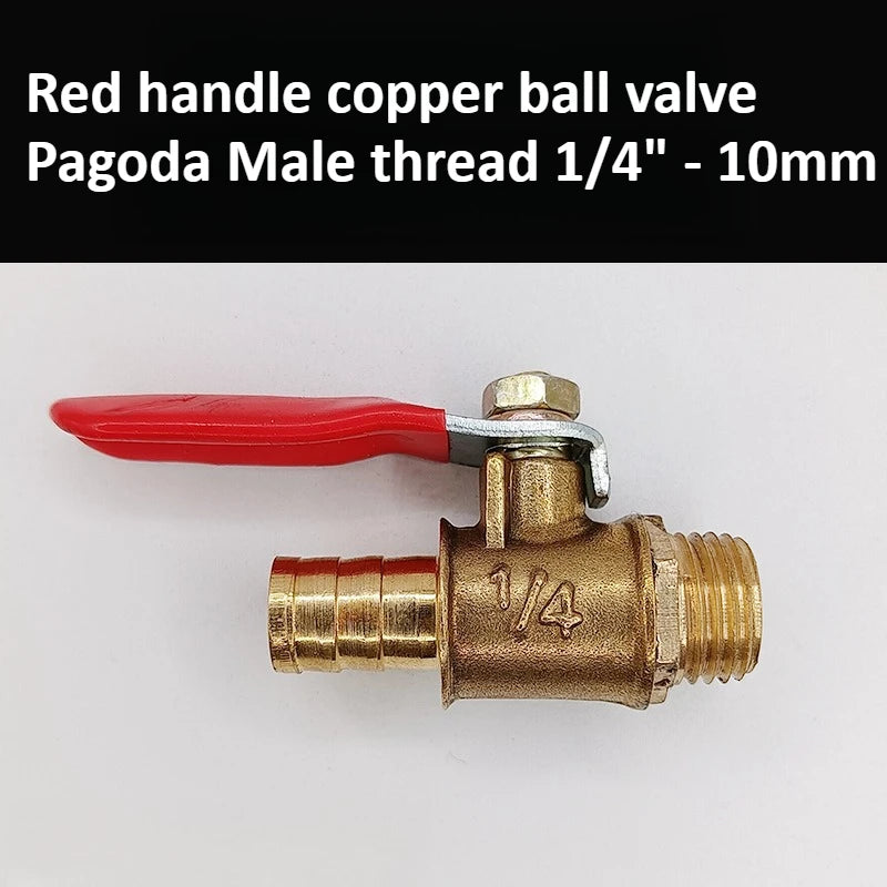 Brass Pagoda Ball Valve 1/2/3/4 Point Female and Male Threads 6/8/10/12mm Water, Oil, Gas, Fuel Pipe Accessories Oasis Select 1l4 Male - 10mm Pagoda