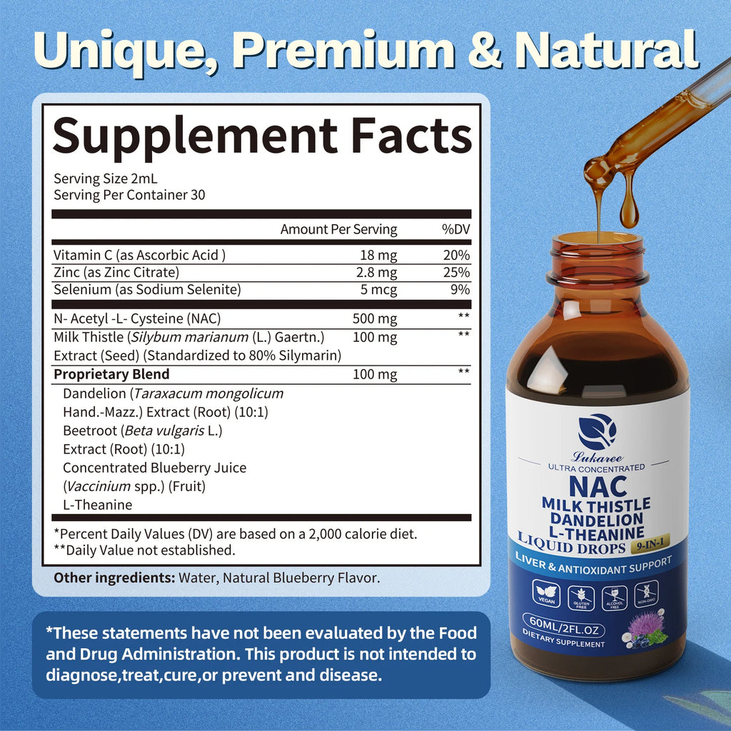 N-Acetyl-L-Cysteine NAC Supplement with Milk Thistle,Selenium for Liver & Kidney Support,Lung,Antioxidants & Immune Support Oasis Select