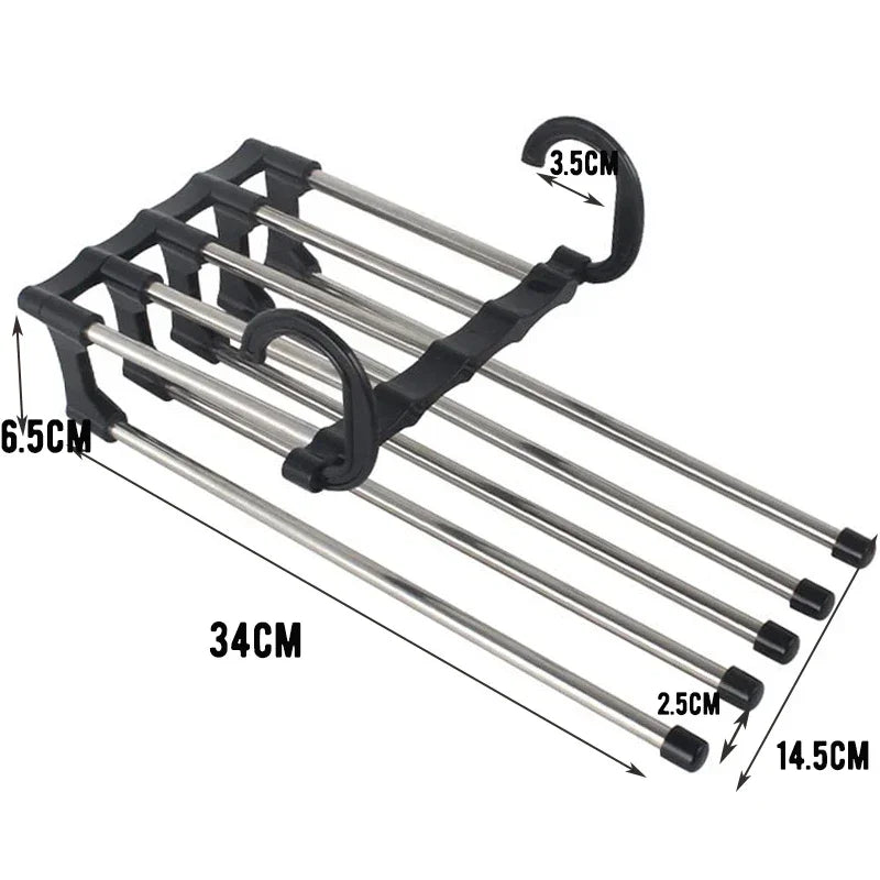 Pants Hanger Clothes Hangers Tongs Clothes Rack Hangers Stainless Steel Folding Pant Rack Tie Hanger Bedroom Closet Organizer Oasis Select balck