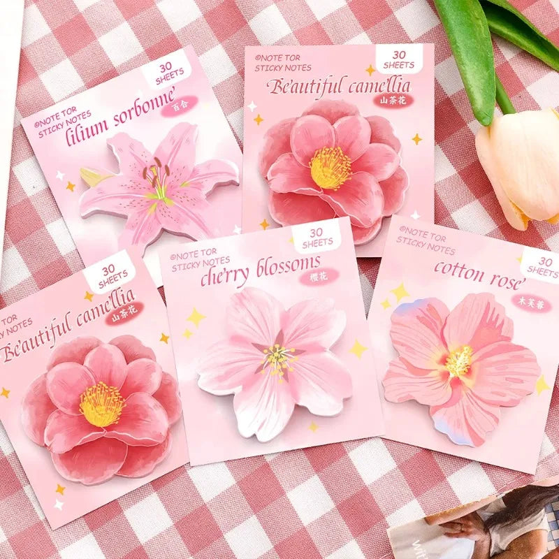 30 Sheets Kawaii Adhesive Cute Flowers Notes Notepad Memo Pad Office School Supplies Stationery Sticker Memo Pad Oasis Select