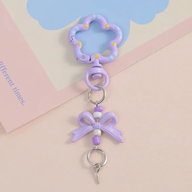 5pcs Candy Color Metal Metal Lanyard Snap Hook Lobster Clasp Bow Charms with Screw Eye Pins for DIY Keychain Crafts Jewelry Make Oasis Select Purple