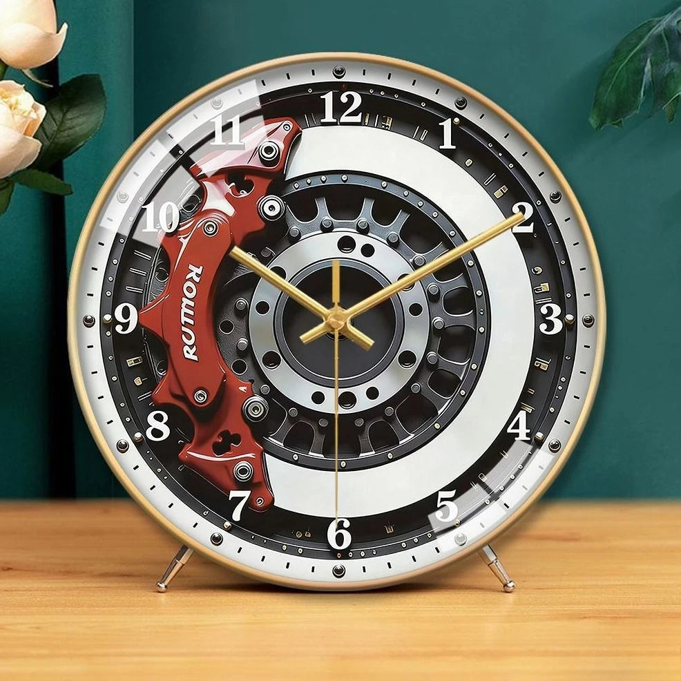 Industrial Style Hub Clock Modified Car Brake Caliper Mute Table Clock for Living Room Desk Clock Oasis Select
