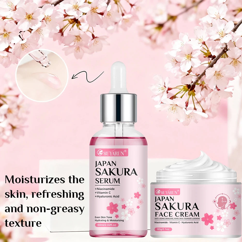 Cherry Blossom Moisturizing Cream & Serum Skincare Set Skincare Gift Set Oasis Select