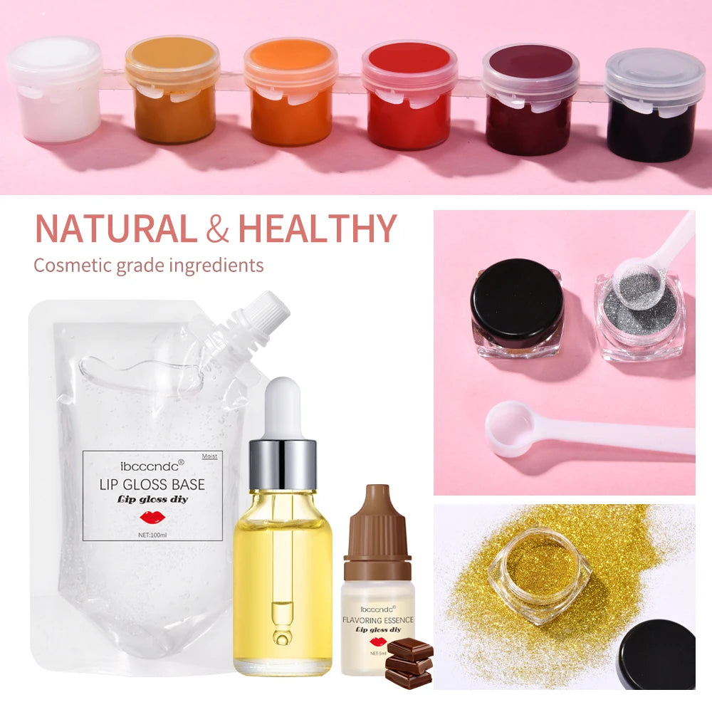 NEW DIY Lip Gloss Kit Moisturizing Clear Lip Gloss Base Gel 100ml With Lipgloss Tubes Pigment Powder Glitter Flavor Essence Oils Oasis Select