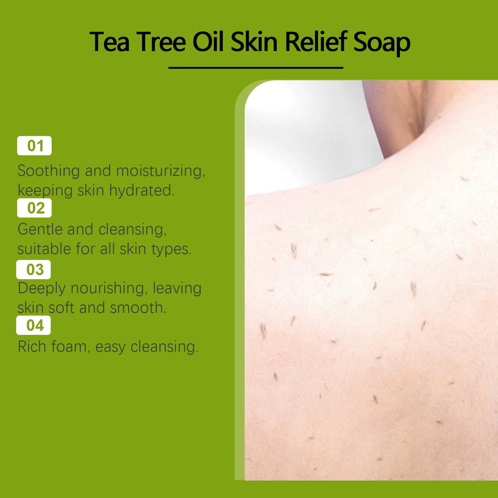VIARELINE Tea Tree Oil Skin Soap Brighten Skin Clean Improve Roughness Oil Control Natural Plants Exfoliate Facial Soothing Soap Oasis Select