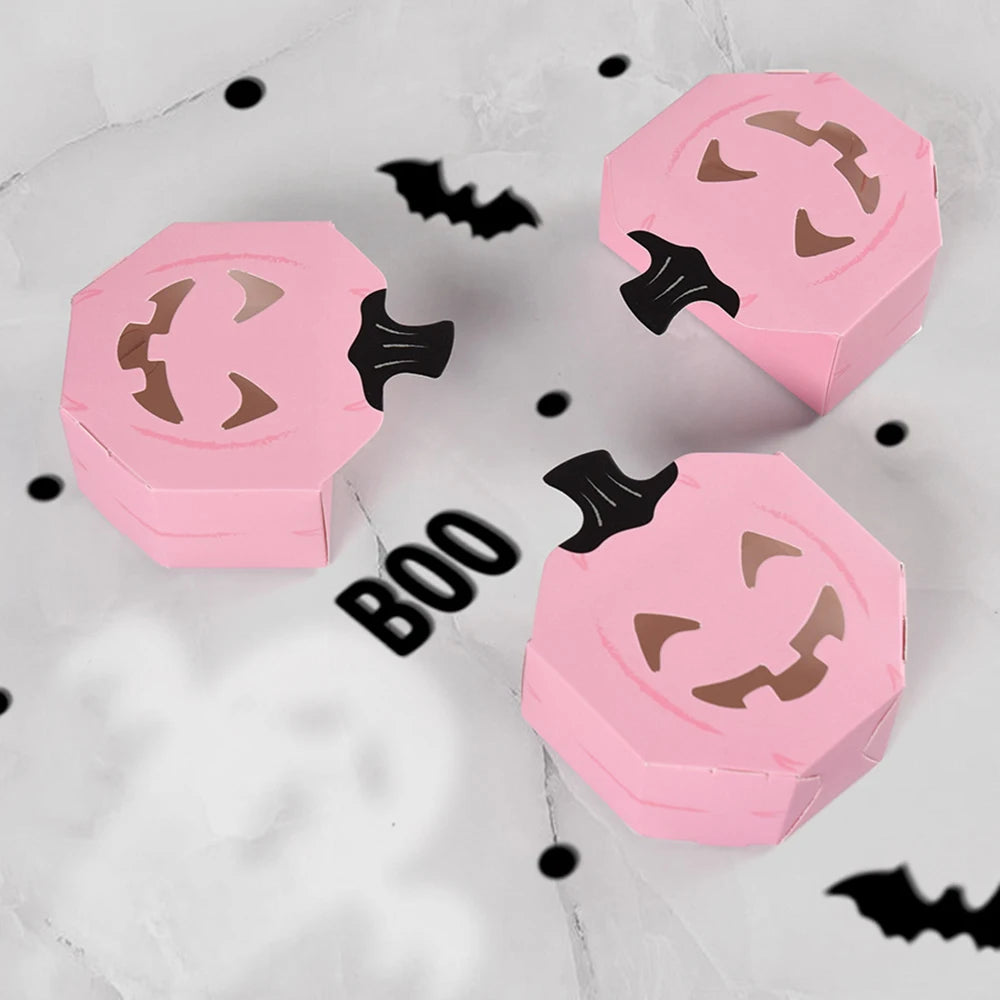 10Pcs Halloween Pink Pumpkin Shaped Candy Boxes Gift Boxes Mini Treat Boxes Container for Halloween Party Decoration Supplies Oasis Select