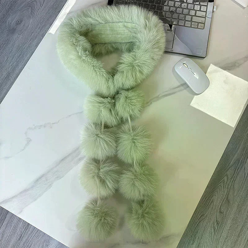 Women's Long Faux Fox Fur Scarf – Soft Winter Neck Warmer